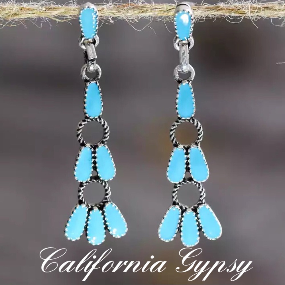 Southwestern turquoise dangle earrings RESTOCKED🎉 - Picture 5 of 5